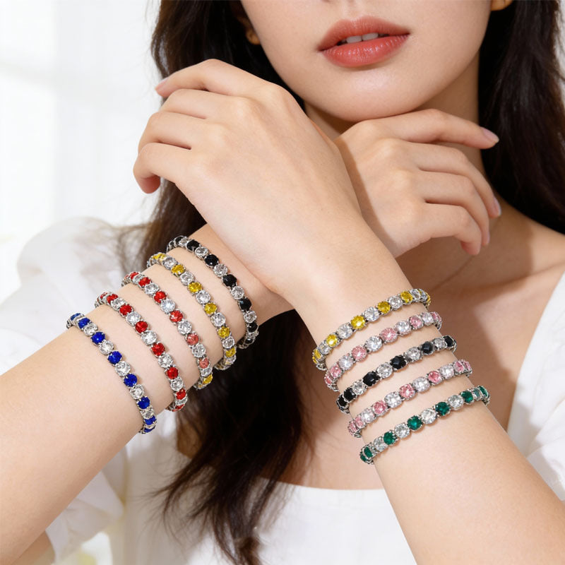 Women's Fashion Color Zircon High-grade Light Luxury Tennis Bracelet