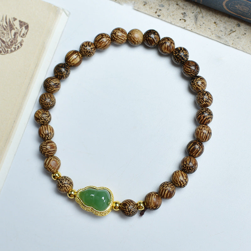 Natural Eaglewood White Round Beads Buddha Bracelet