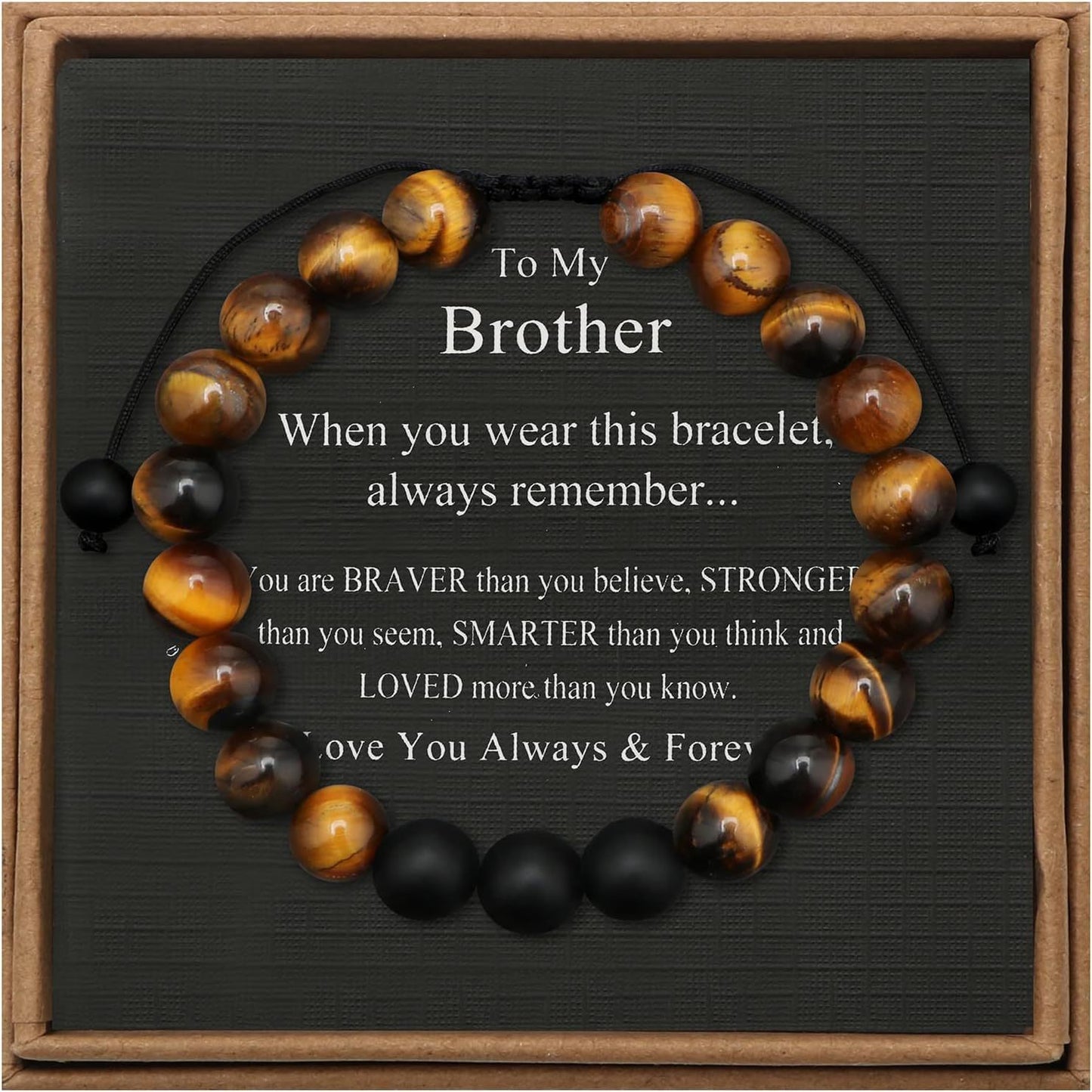 Men's Stone Tiger Eye Woven Adjustable Beaded Bracelet