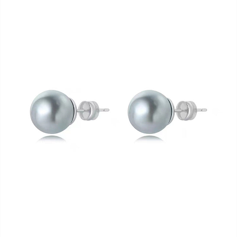 Women's Heather Gray Pearl Cold Style Simple Earrings