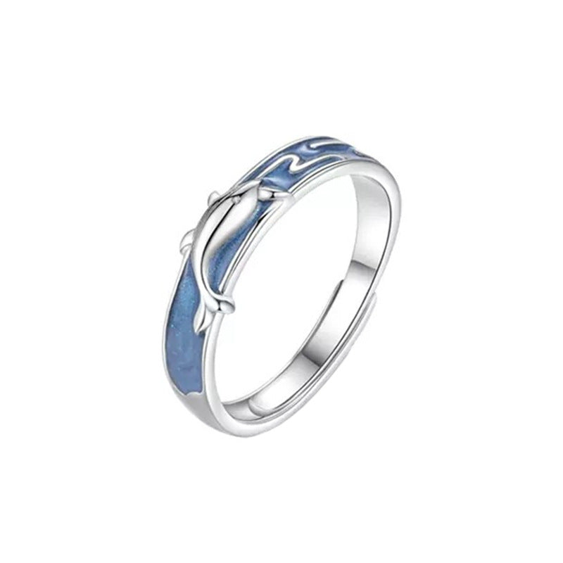 Women's & Men's Meng Die Whale Couple One Pair Opening Simple Rings