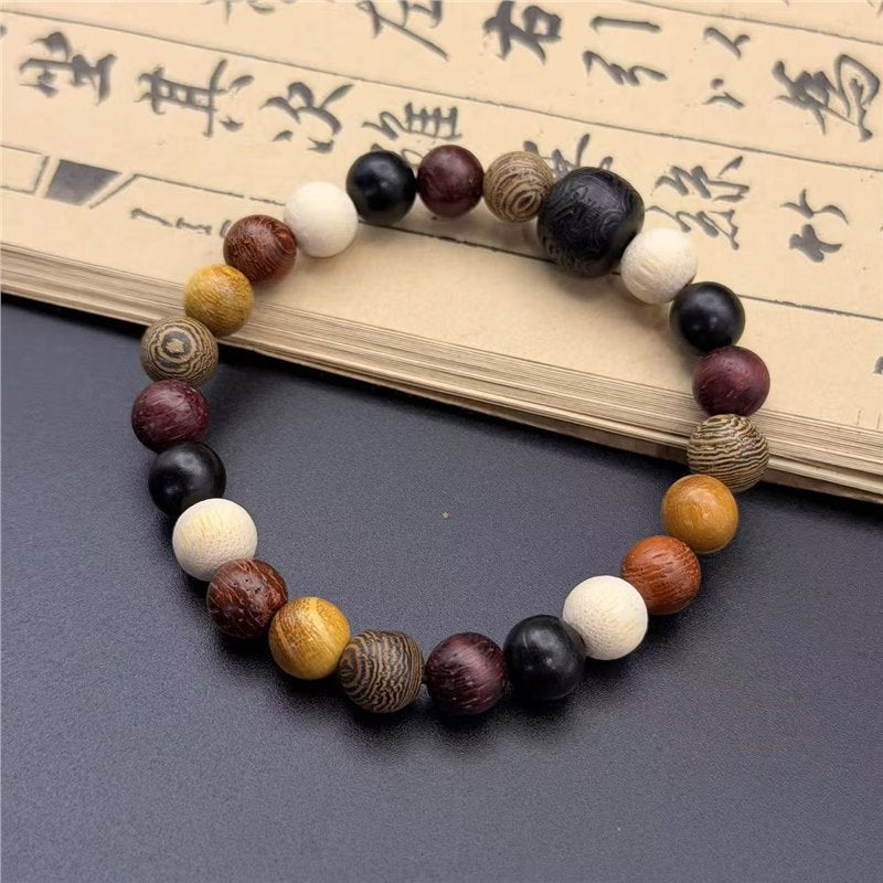 Women's & Men's Gold Sandalwood Hand-held Chain Buddha Prayer Beads String Plate Crafts Bracelet