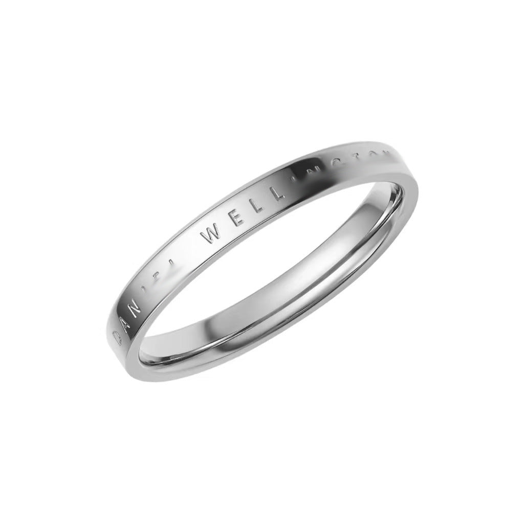 Classic Titanium Steel Dripping Letter Couple English Ring