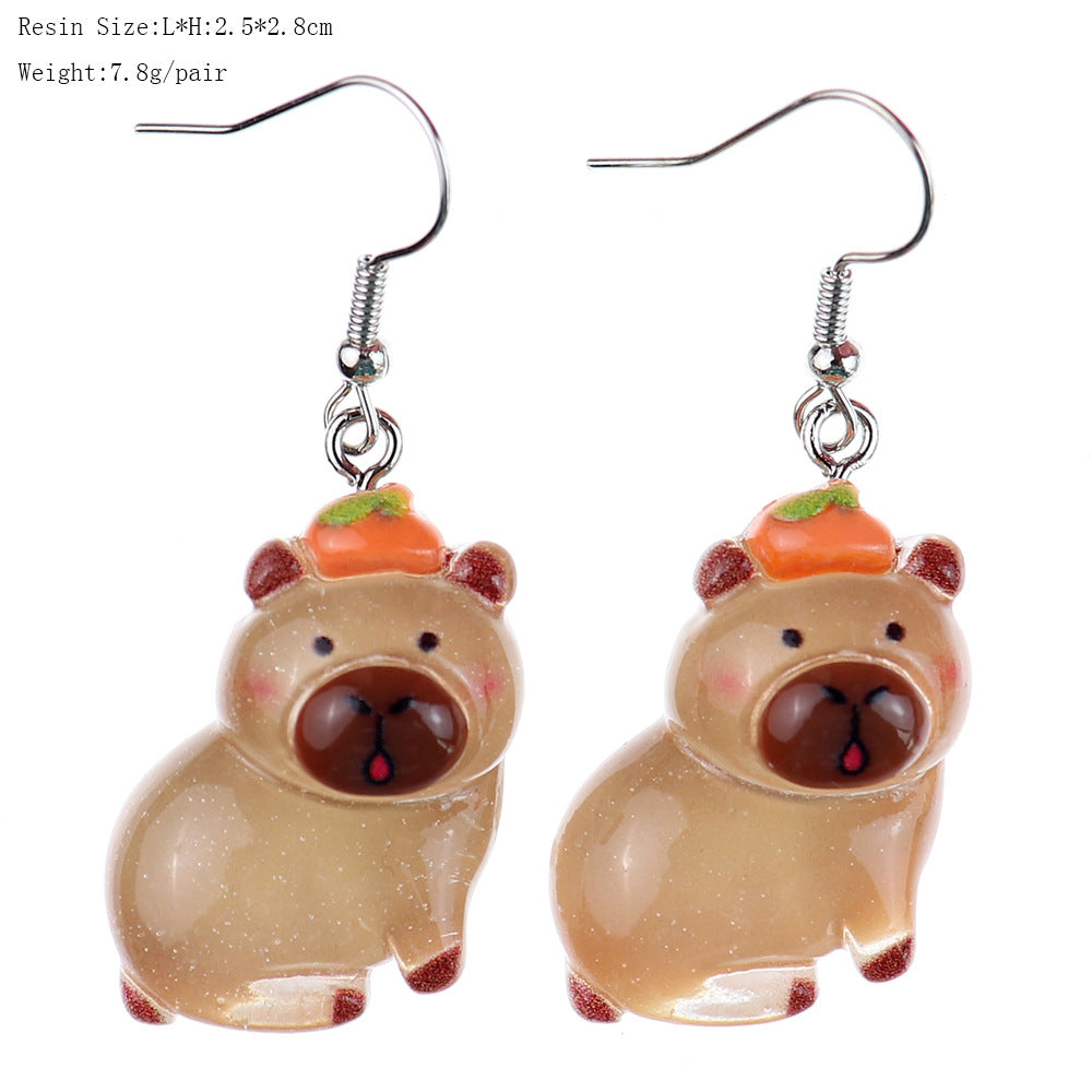 Cartoon Luminous Khaki Barra Capybara Creative Childlike Heart Rings