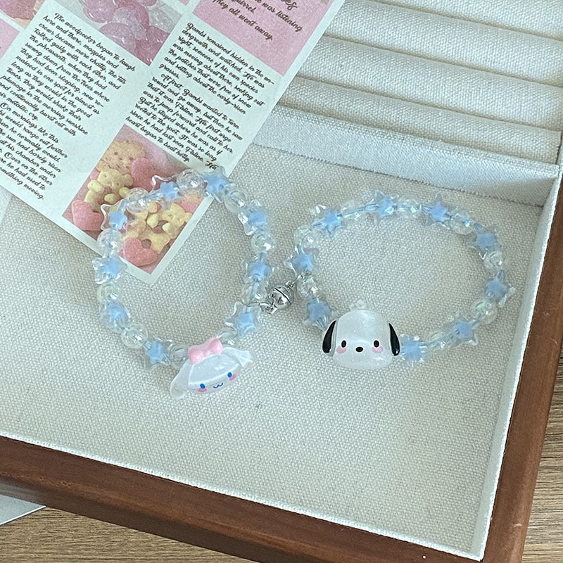 Cartoon Crystal String Beads Couple Magnetic For Boyfriend Girlfriends Bracelets