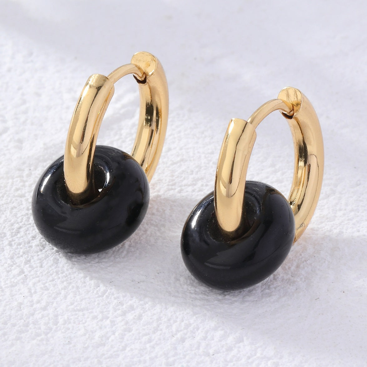 Donut Natural Stone French Style Temperament Earrings