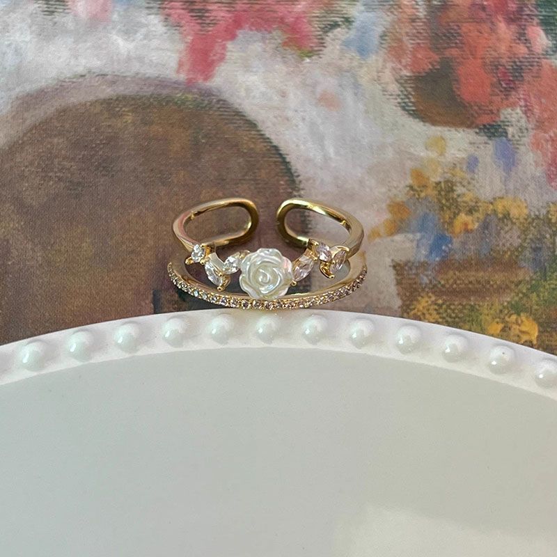 Drip Glazed Butterfly Flower Female Design Fashion High Sense Ring
