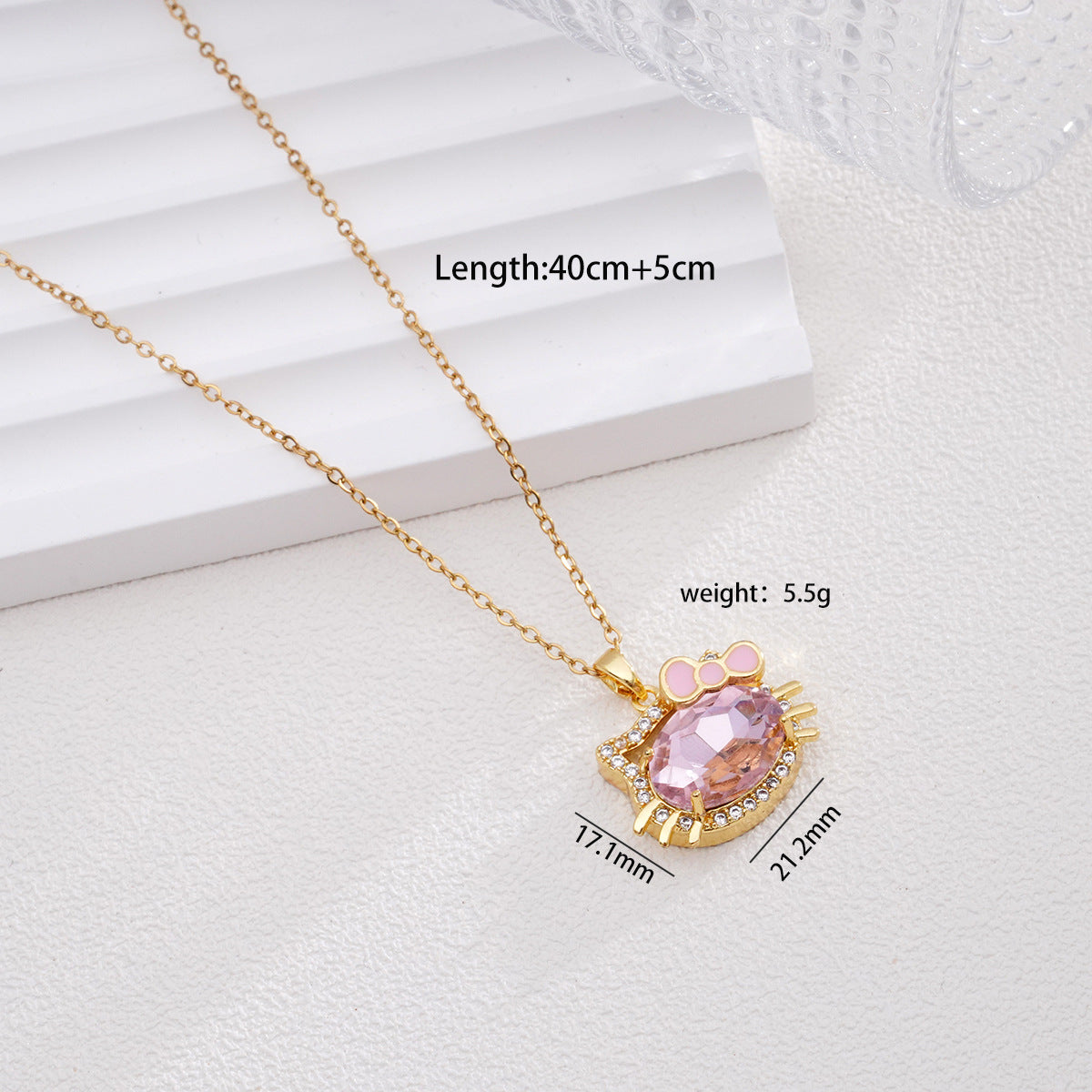 Titanium Steel Female Gold Cat Cartoon Design High-grade Necklaces