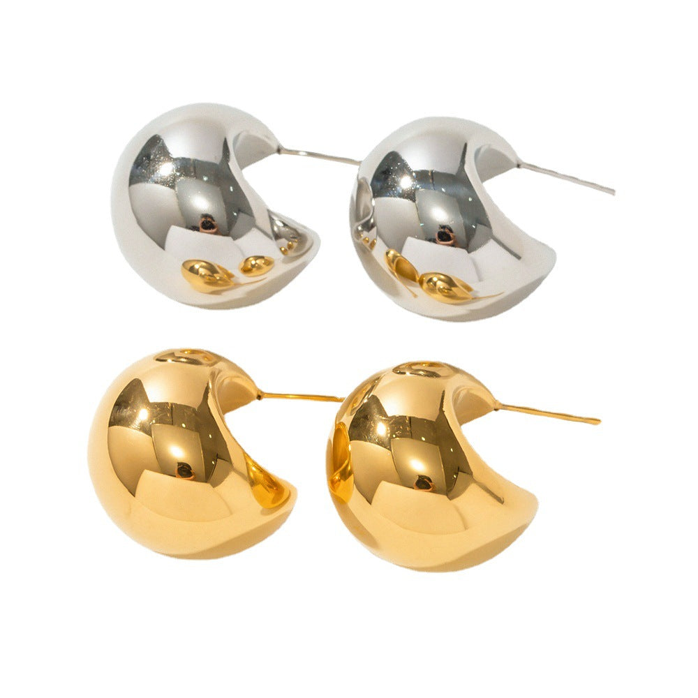 Women's Popular Golden Ball Semicircle Thick Shaped Earrings