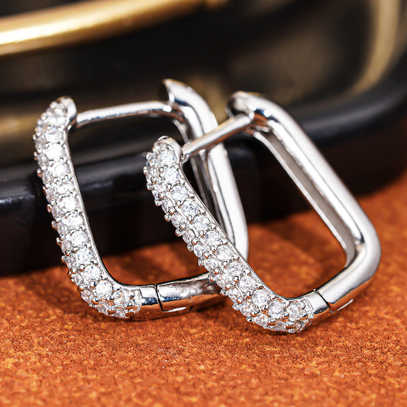 Micro Inlaid Zircon Fashionable Minority Simple Senior Frosty Ear Buckle