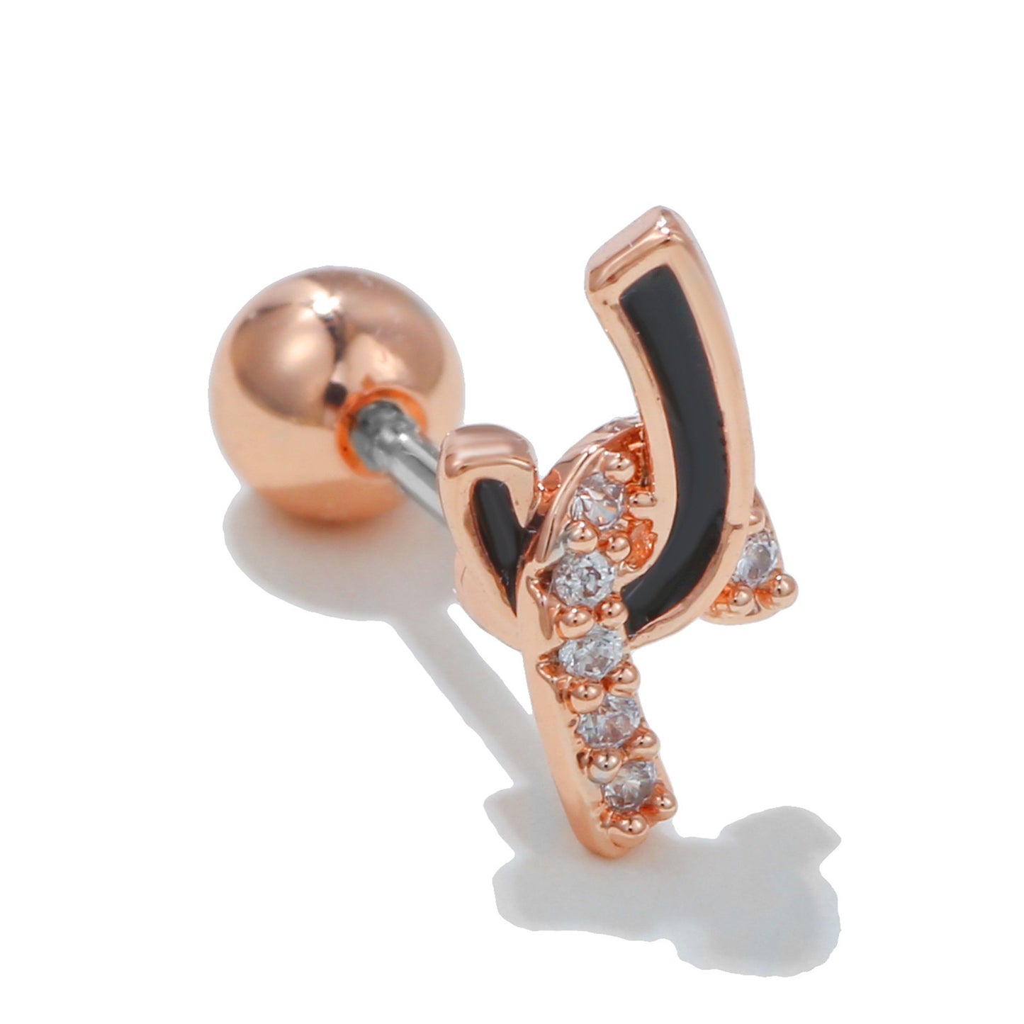 Screw Zircon Stainless Steel Rod Soft Ear Earrings