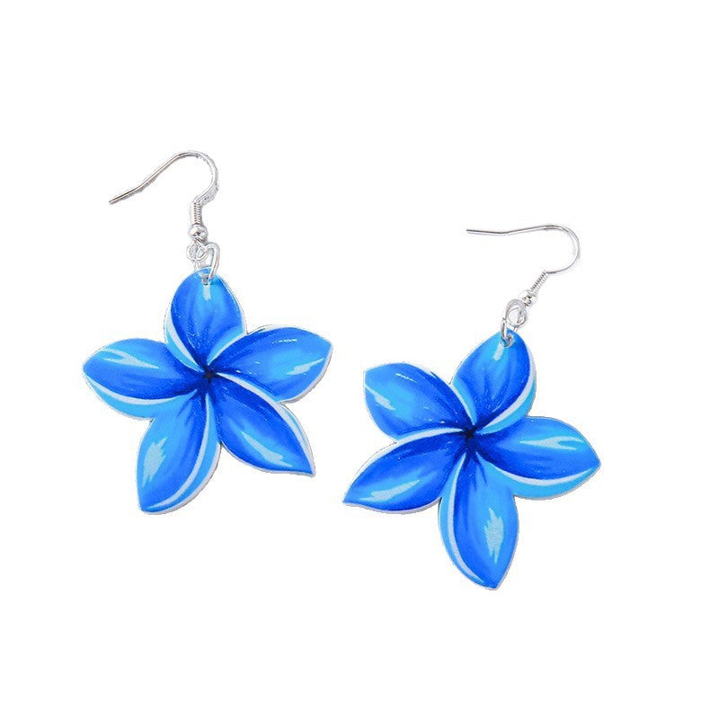 Colorful Flower Acrylic Duplex Printing Three-dimensional Earrings