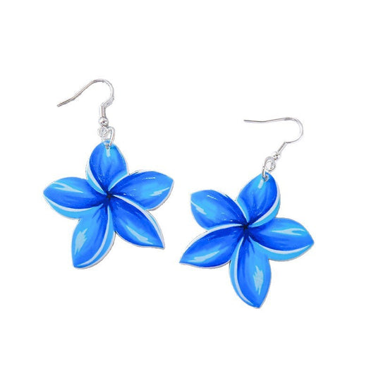 Colorful Flower Acrylic Duplex Printing Three-dimensional Earrings