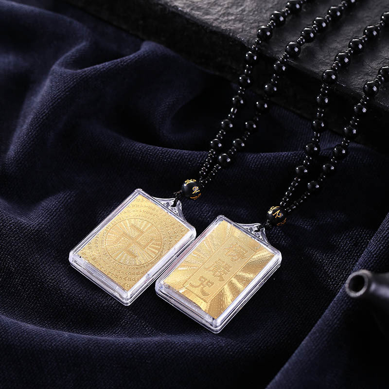 Foil Mantra Built-in Scripture Temple Binding Pendants