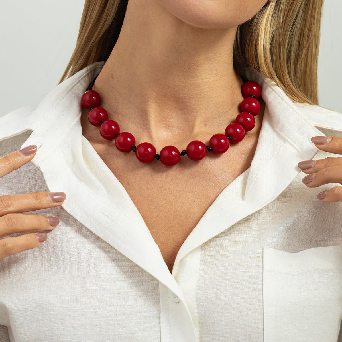 Personalized Blooming Resin Round Beads String Of Clavicle Necklaces