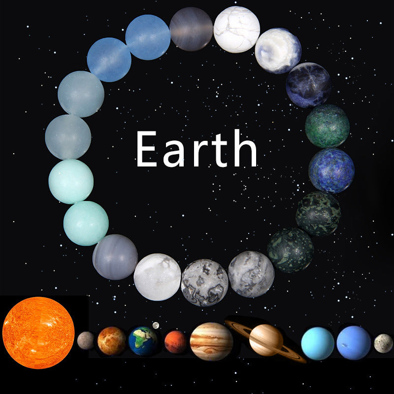 Men's Natural Stone Universe Planet Beads Galaxy Trendy Frosted Bracelets