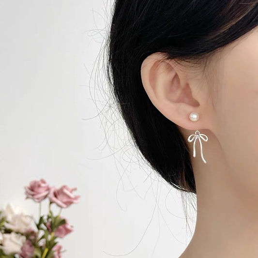 Pearl Bow Ear Clip Without Pierced Ears Super Graceful Earrings