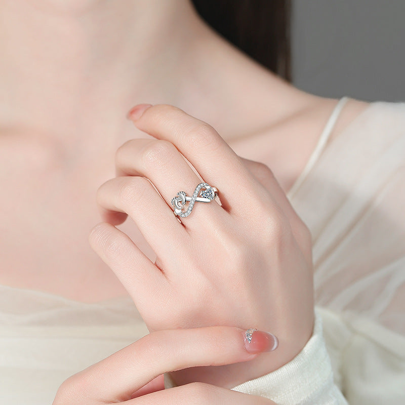 Footprints Love High Sense Index Finger Design Cute Sweet Ring