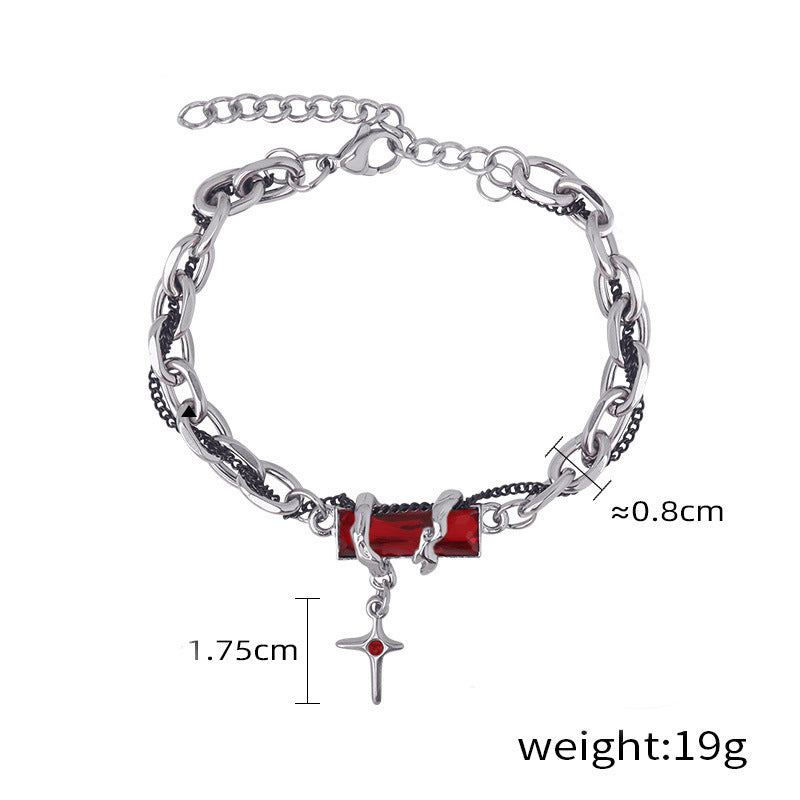 Women's & Men's Black Diamond Titanium Steel Design Valentine's Day Simple Stars Bracelet