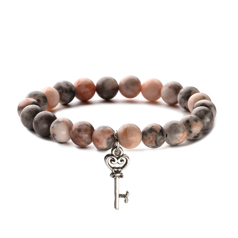 Natural Stone Essential Oil Pink Zebra Bracelets