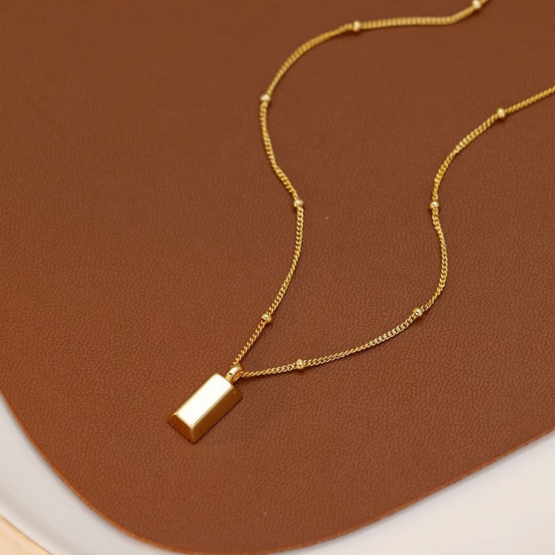 Long Block Female Niche Clavicle Chain Partition Bead Necklace