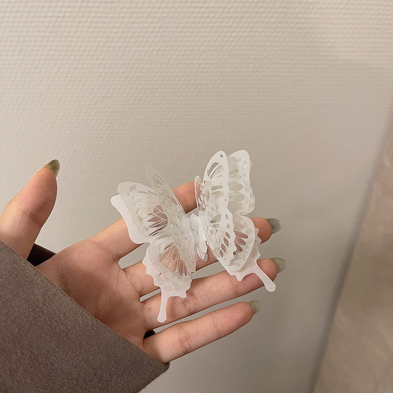 And White Transparent Pattern Butterfly Ornament Rings