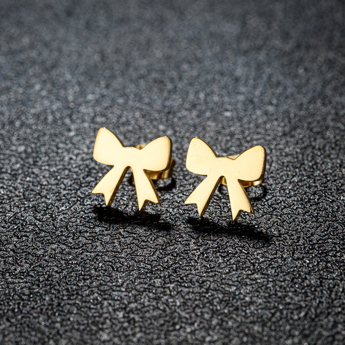 Women's Fashion Stainless Steel Personality Simple Style Bowknot Stud Earrings
