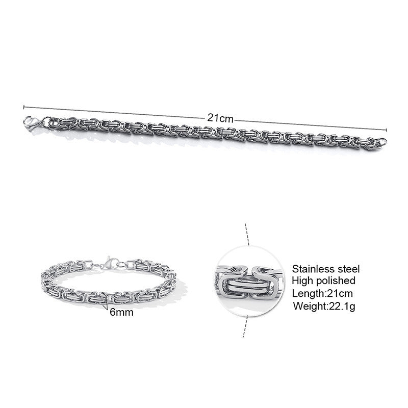 Men's Stainless Steel Square Byzantine Gold Fashion Bracelets