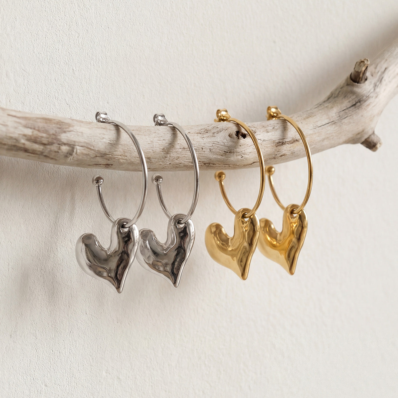 Stainless Steel Heart-shaped Eardrops Matte Fashionable Exquisite Elegant Unique Earrings