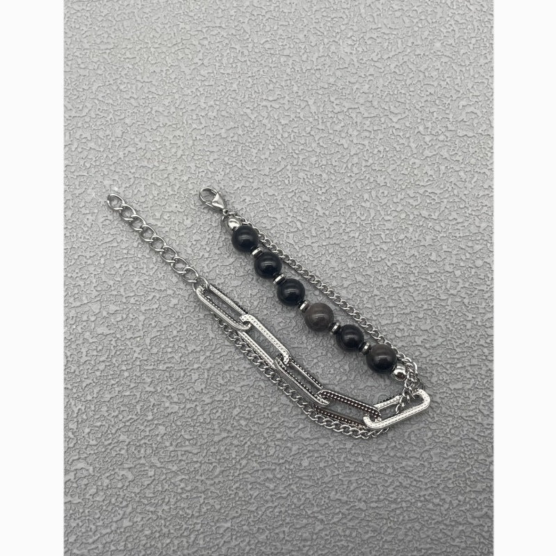 Men's Chinese Style Sier Titanium Steel High-grade Bracelet