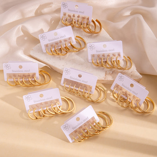 Women's & Men's Unique Gold-plated Stainless Steel For Simple Graceful Stud Earrings