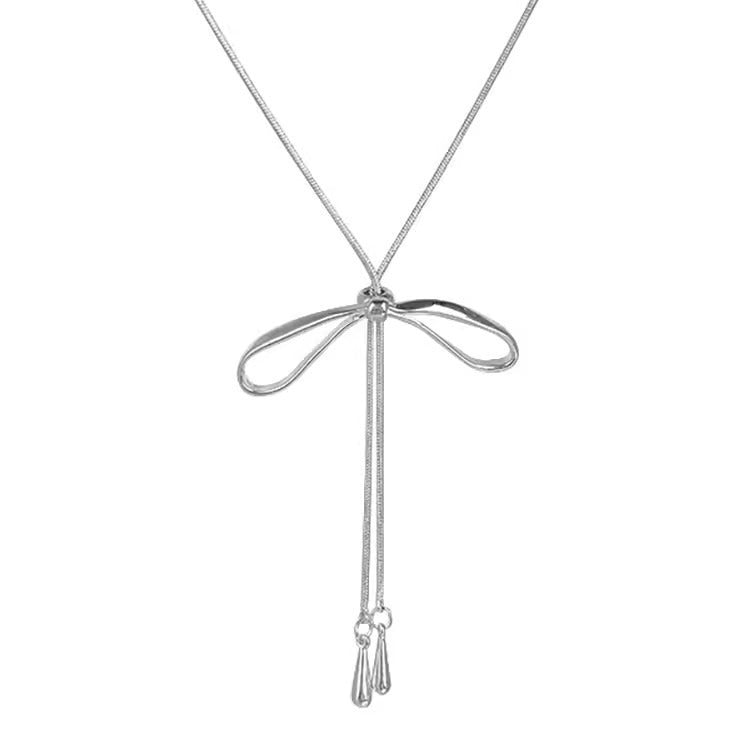 Women's Bow Metal Long Temperament Wild Sweater Necklaces