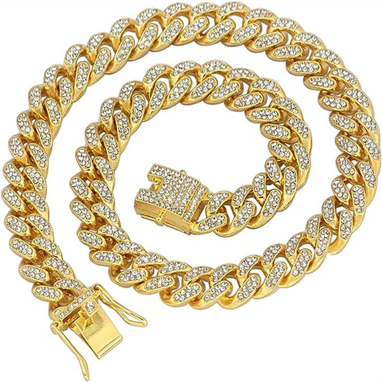Men's Cool Hip Hop With Diamond Chain Cuban Link Necklace