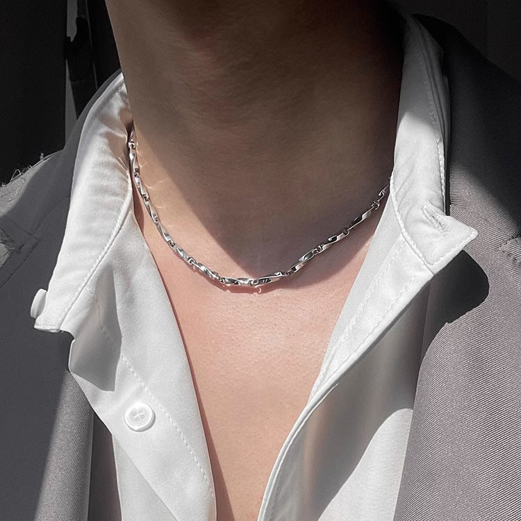 Men's Pu Titanium Steel Simple High-grade Sense Boys Chain Trendy Necklaces