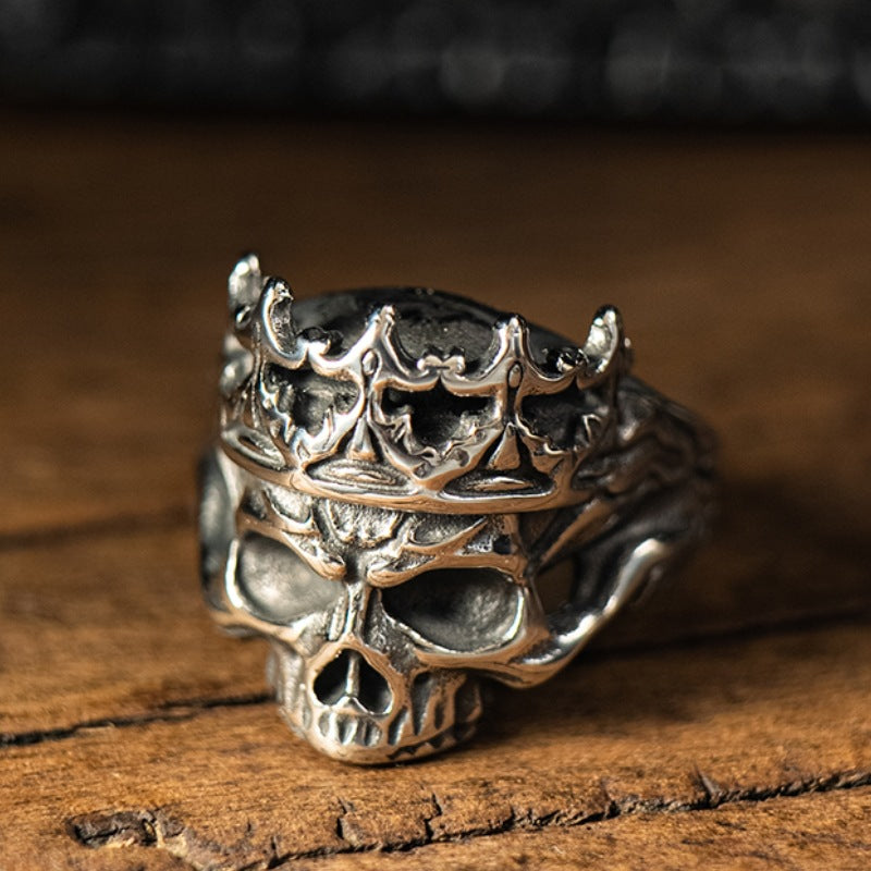 Women's & Men's Monarch Dark Palace Skull Retro Distressed Ring