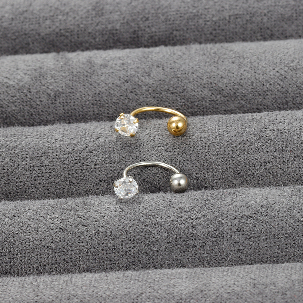 Shaped Piercing Flower Zircon Ear Bone Earrings