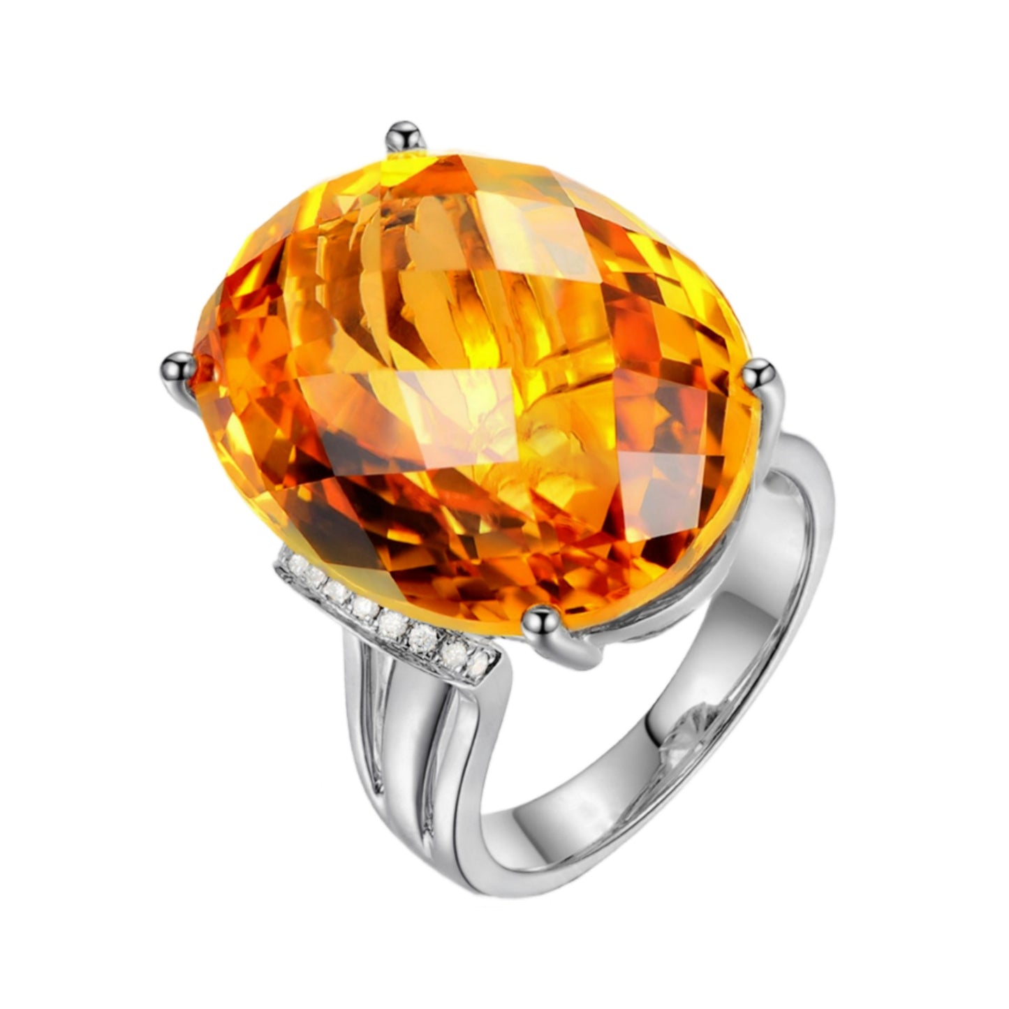 Imitation Natural Citrine Gold Big Stone Rings