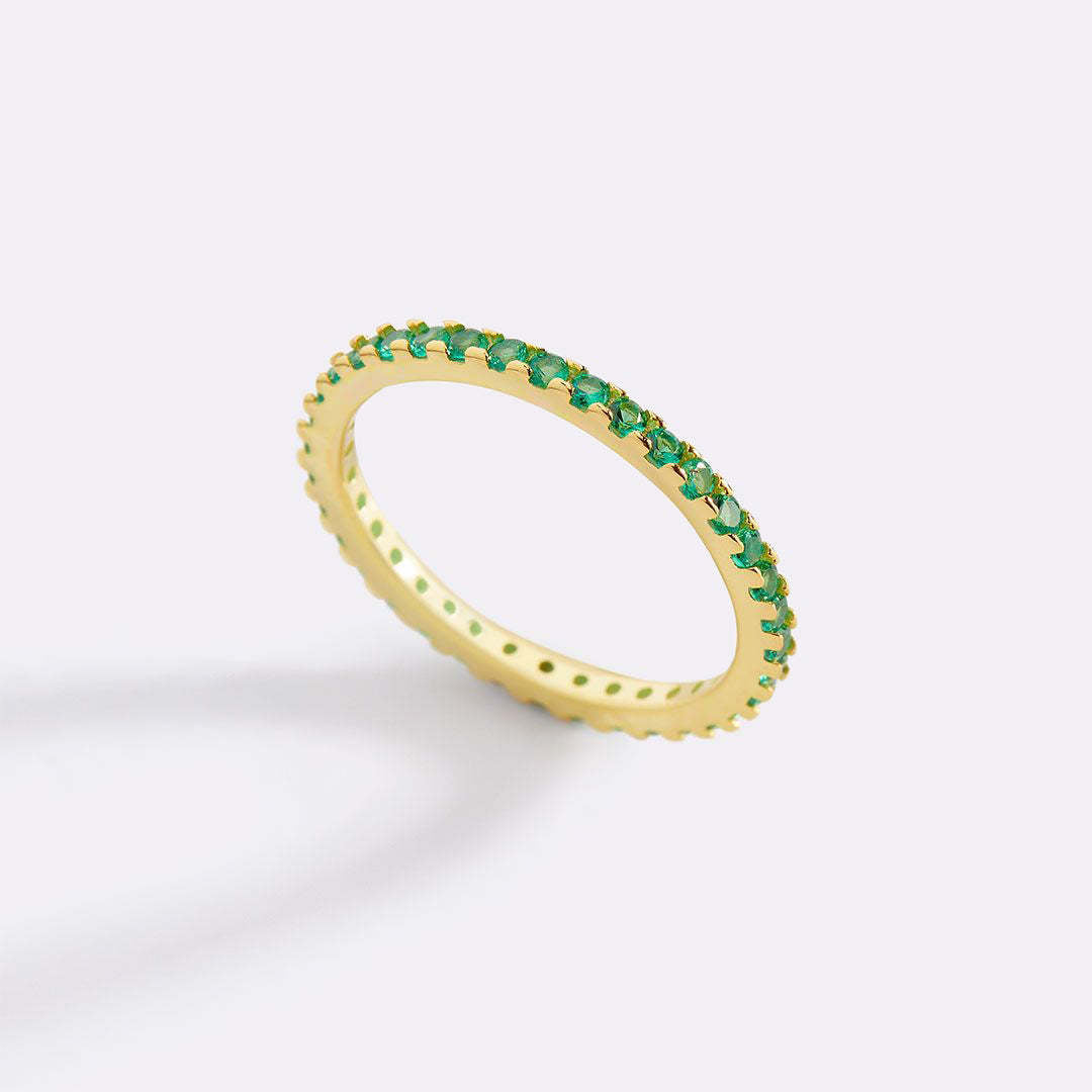 Women's Colorful Full Diamond Twin Birthstones Zircon Niche Rings