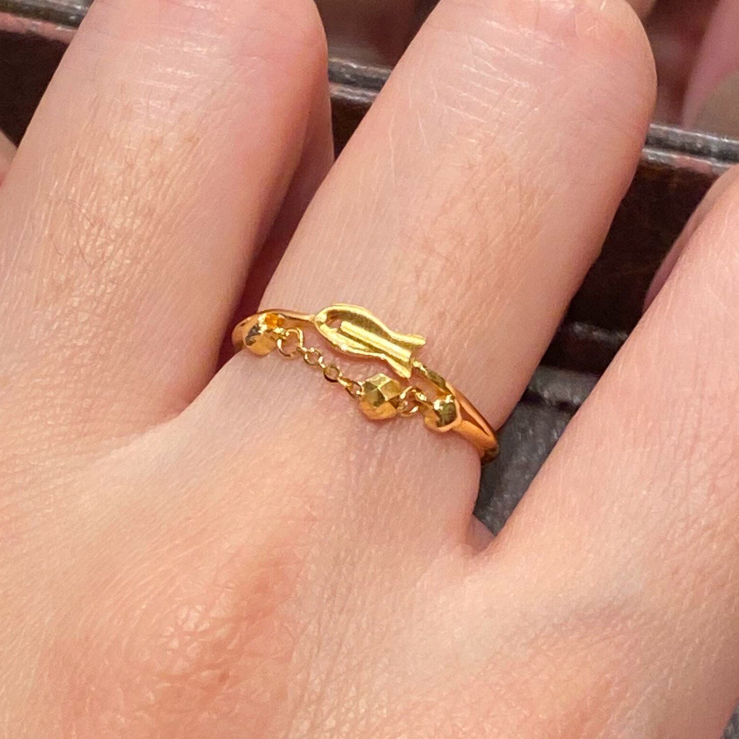Yu Female Refined Personalized Niche Golden Chain Opening Ring