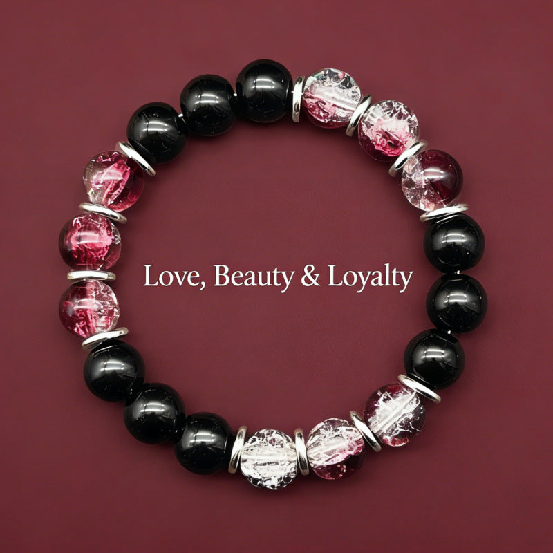 Xi Plaid Floral Colored Glaze Glass Bracelet