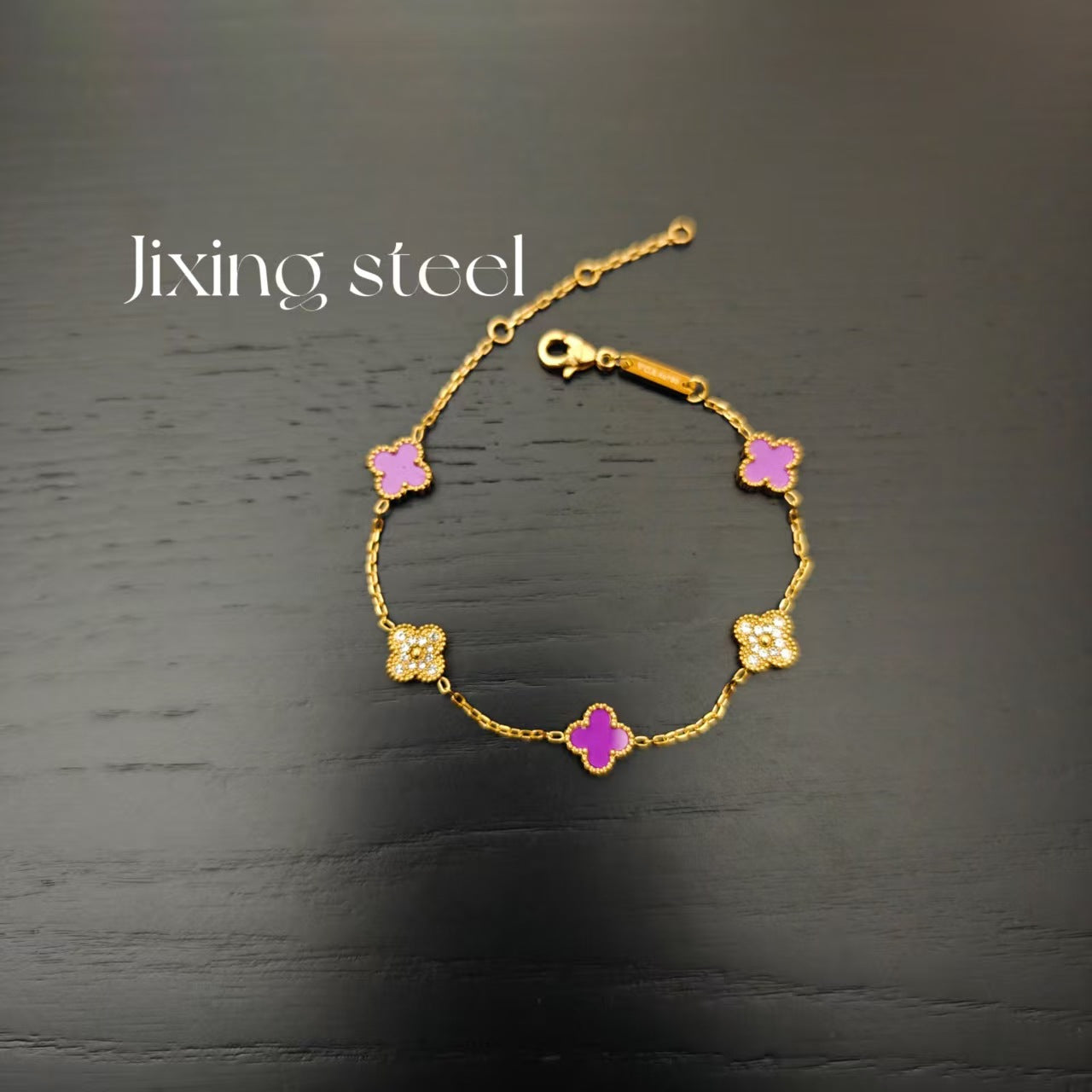High Version V Pork Belly Four-leaf Clover Titanium Steel Bracelet