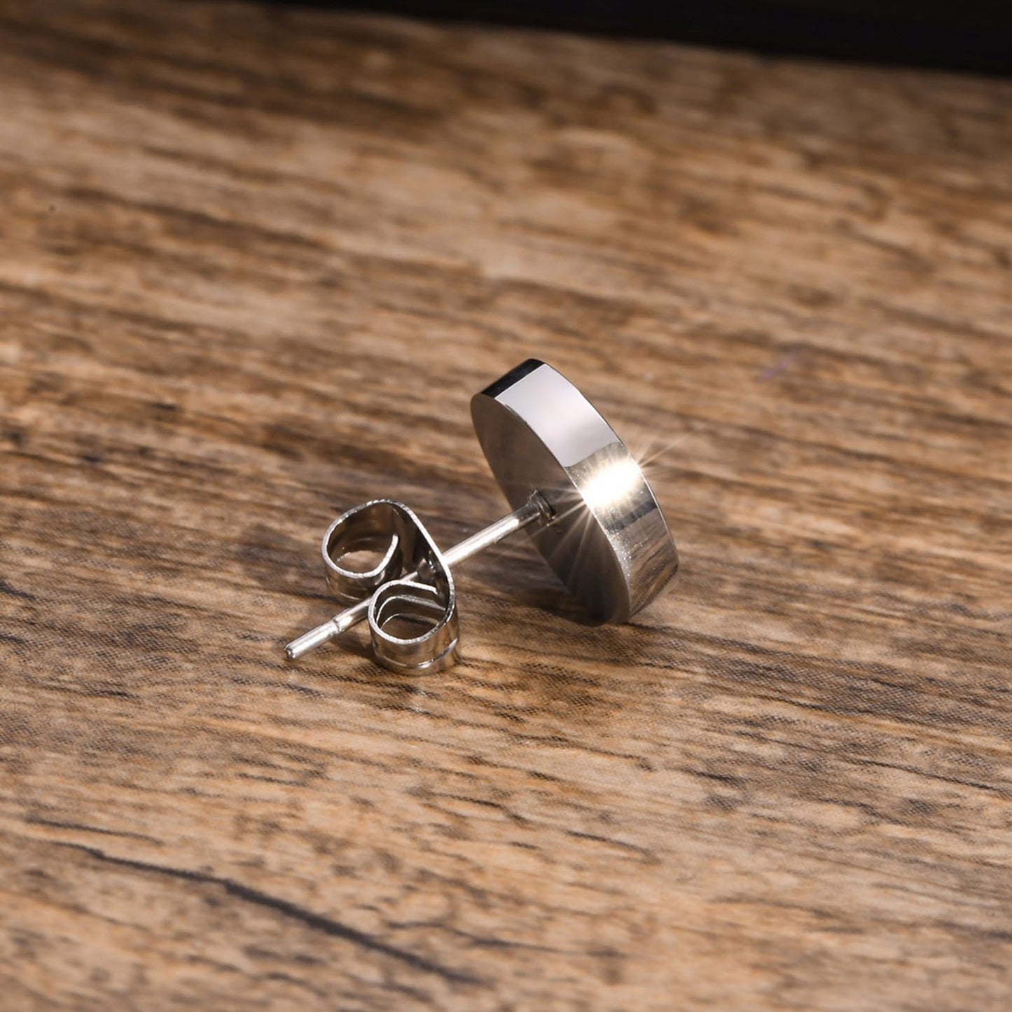Men's Titanium Steel Ear Simple Single Metal Stud Earrings