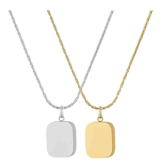 Women's Laser Sculpture Stainless Steel Mirror Square Pendants