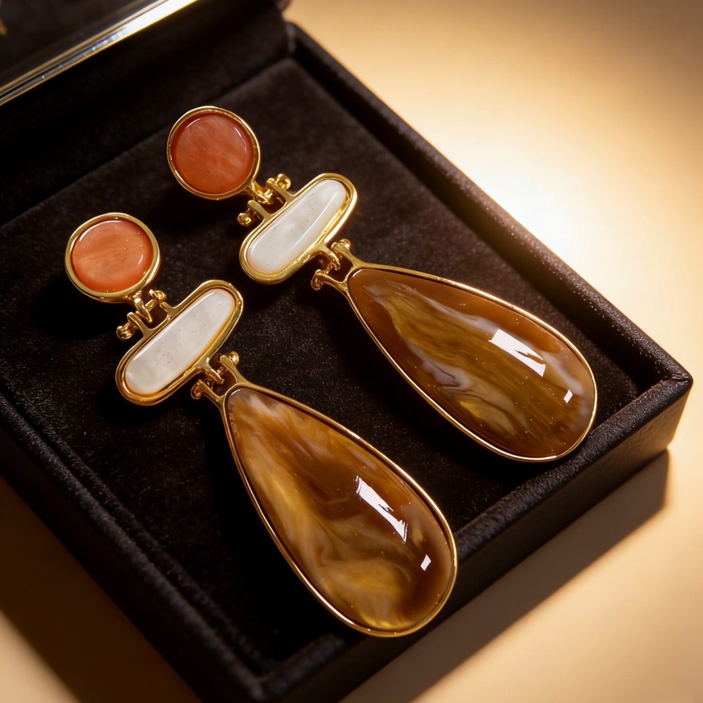 Tigereye Series Female Exquisite Vintage Special Interest Earrings