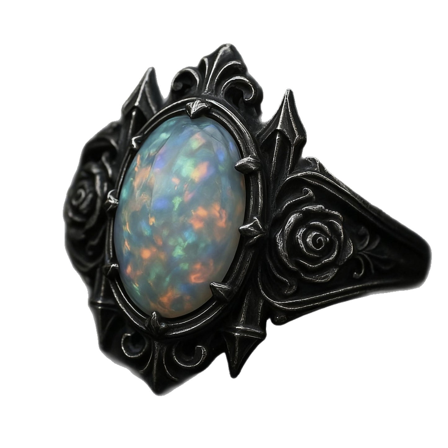 Cross Heart Rose Alloy Plating Antique Sier Ring