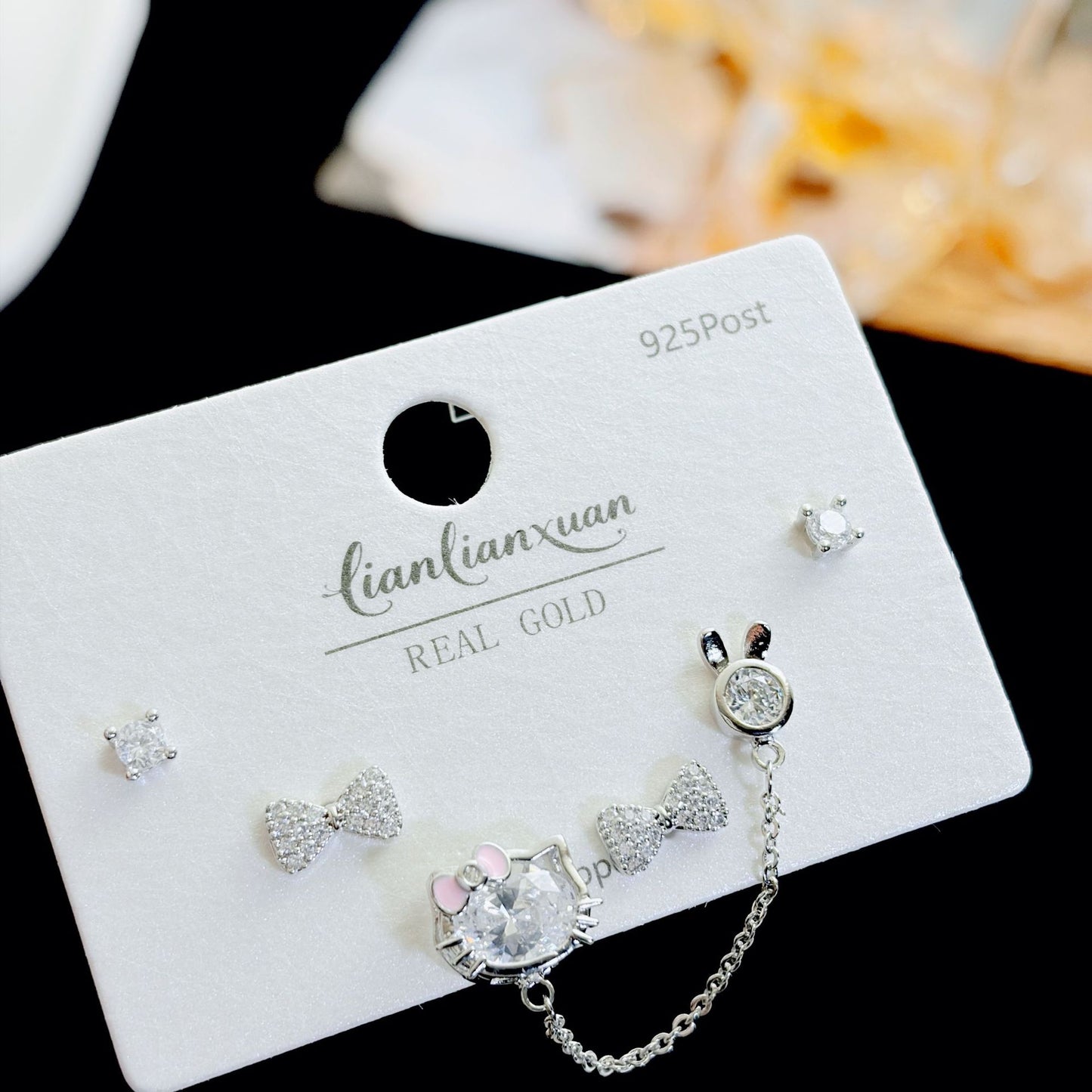 Women's Needle Simple Series Three Pairs Storage Ear Rings