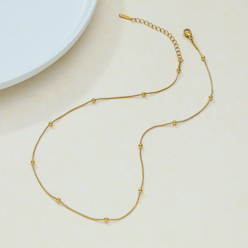 Single Chain Box Melon Seeds Side Hammer Round Snake Bone Necklaces