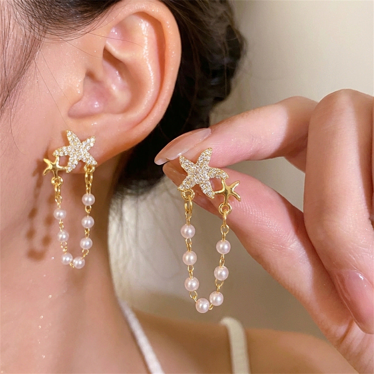 Style Starfish Summer Personalized Minority Seaside Beach Imitation Earrings