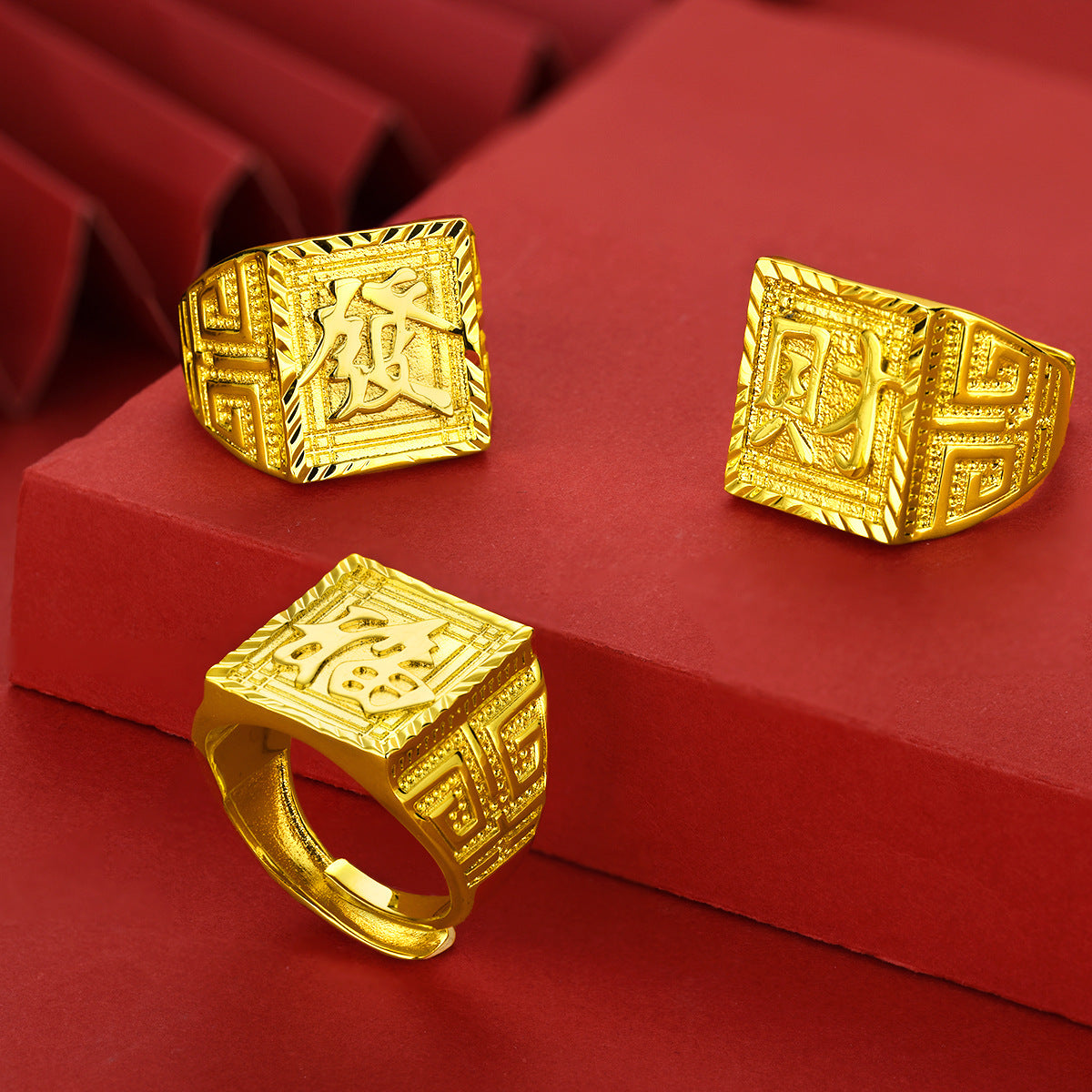 Men's Brass Gold-plated Gold Shop Alluvial Open Color Ring