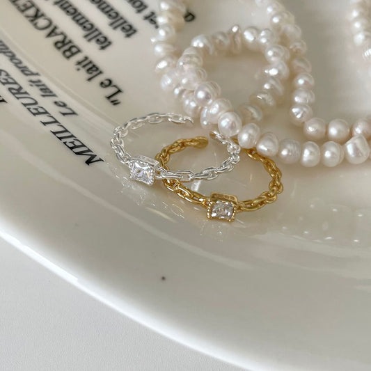 Minimalist Trendy Sterling Sier Zircon Niche Rings